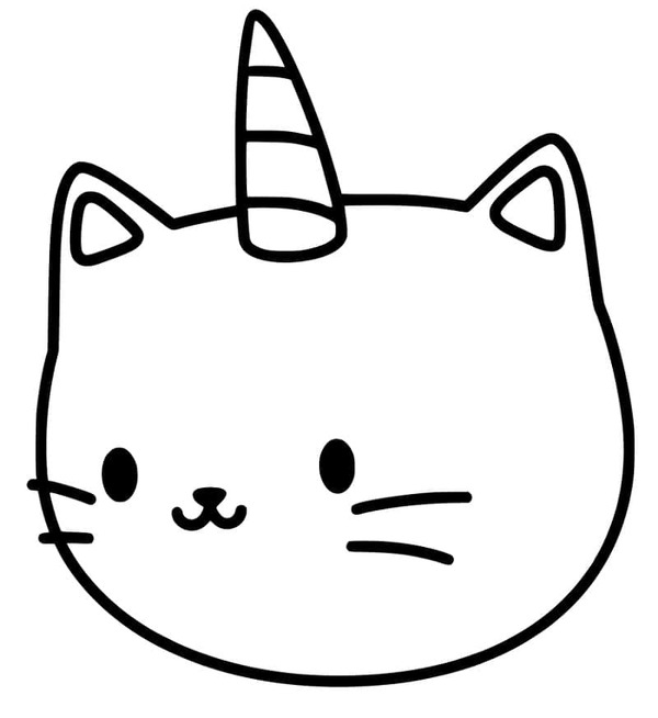 Dibujos de Cara de gato unicornio sencilla para colorear