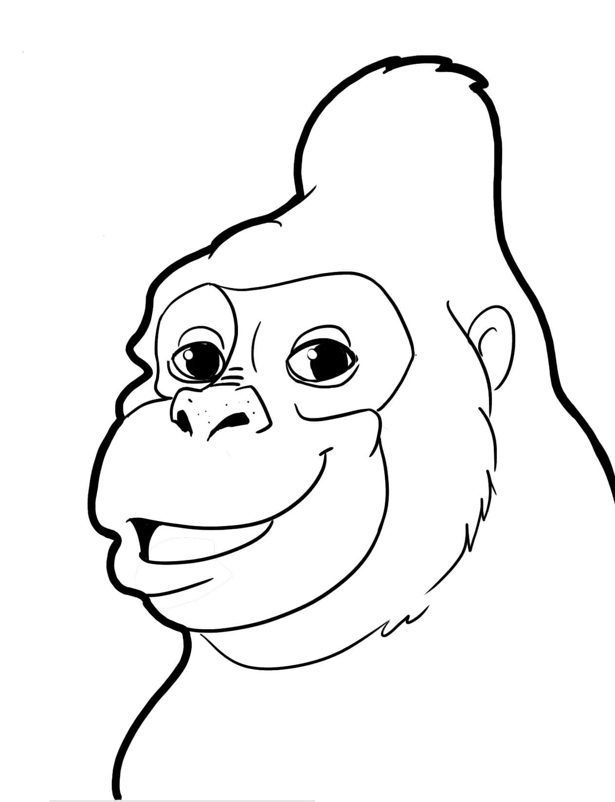 Dibujos de Cara de Gorila para colorear