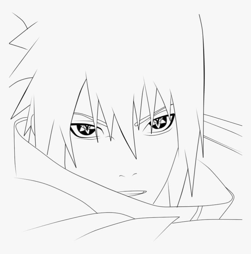Dibujos de Cara Impresionante Sasuke para colorear