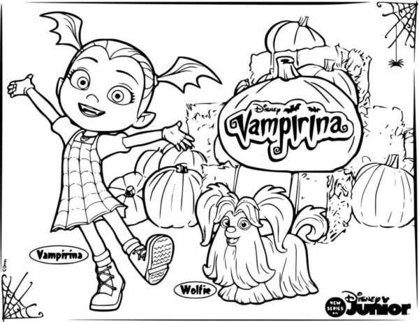 Dibujos de Caricatura Amable Sobre una Chica Vampiro para colorear