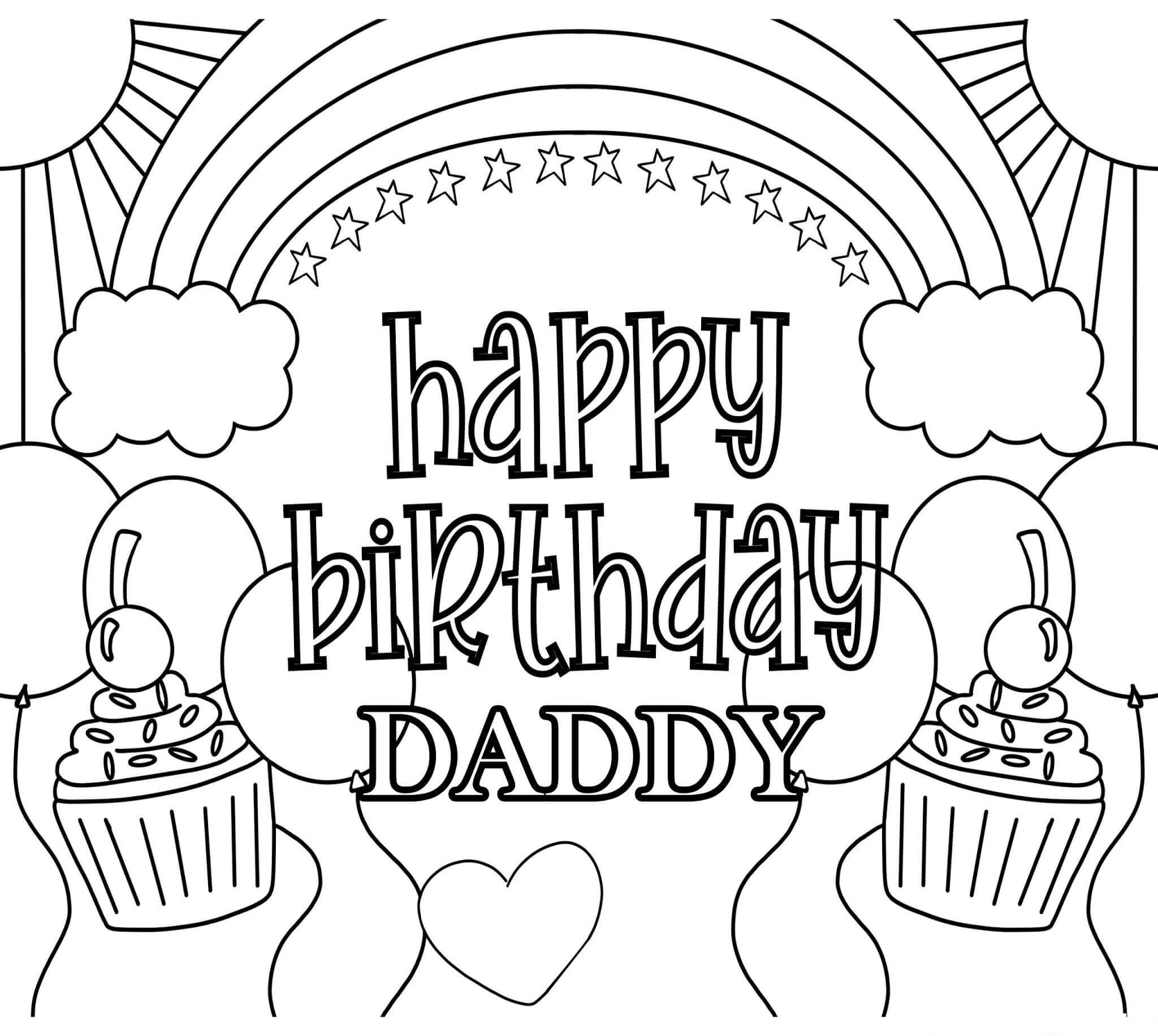 Dibujos de Cartel Feliz Cumpleaños Papi para colorear