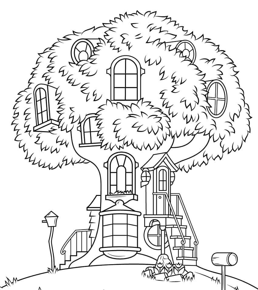 Casa del árbol de los Osos Berenstain para colorir