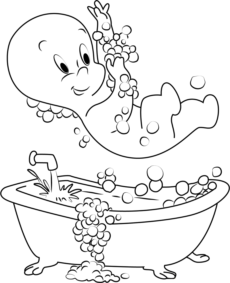 Dibujos de Casper Tomando Ducha para colorear