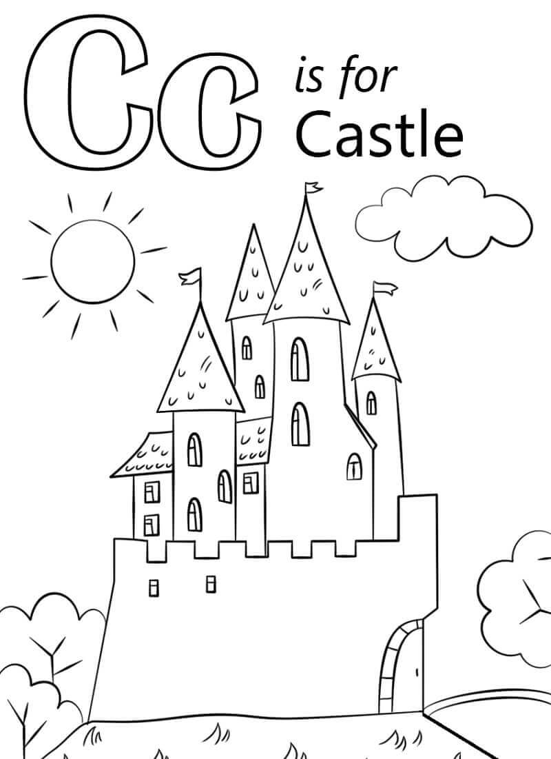 Dibujos de Castillo Letra C para colorear