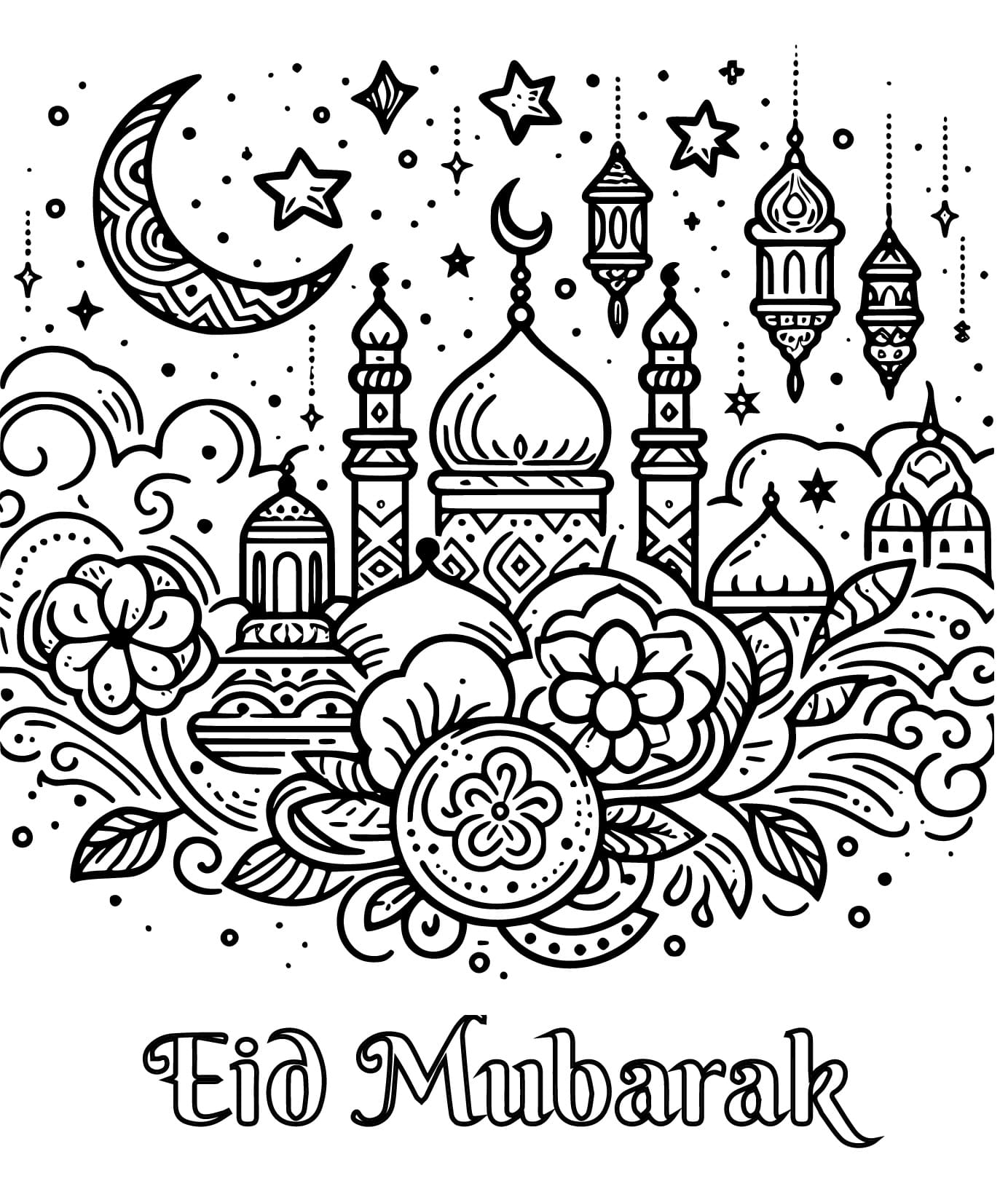 Dibujos de Celebración del Eid Mubarak para colorear