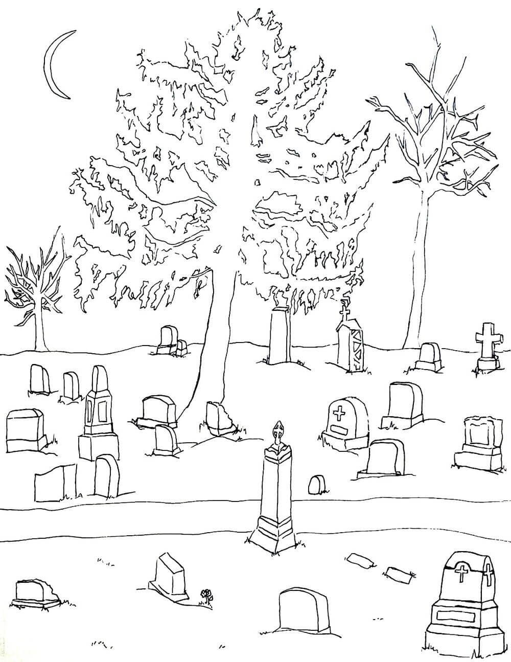 Cementerio Desierto para colorir