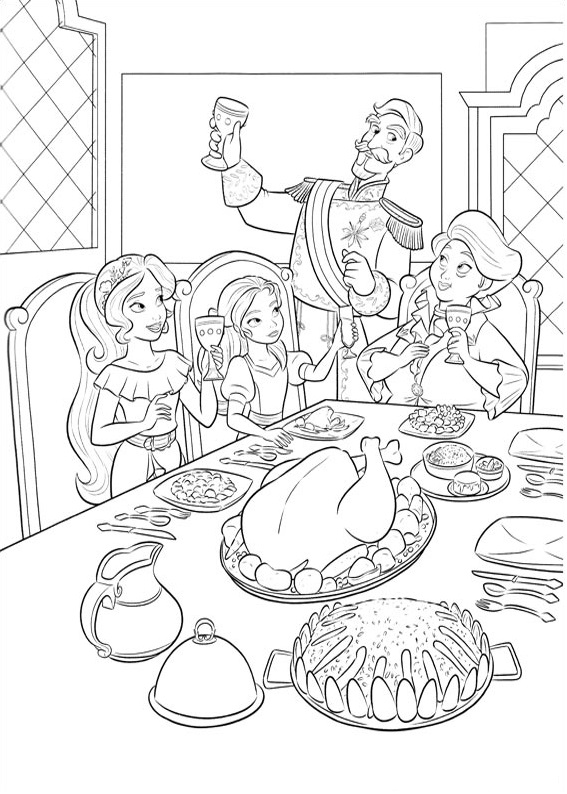 Dibujos de Cena Familiar De Elena para colorear