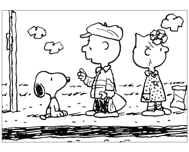 Charlie Asesorando a Snoopy para colorir