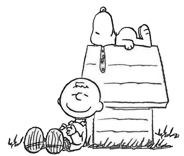 Dibujos de Charlie y Snoopy se Están Relajando para colorear