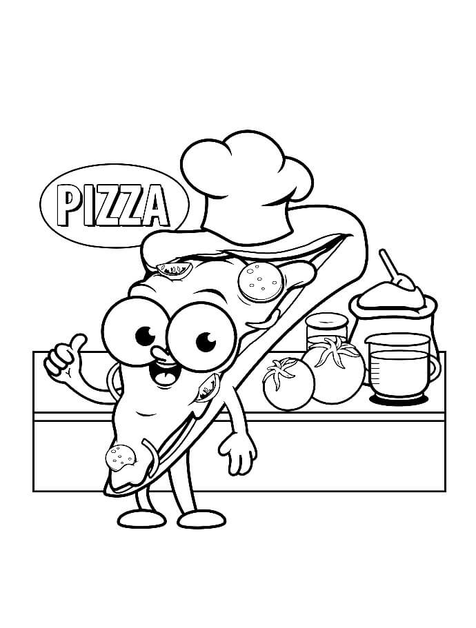 Dibujos de Chef de Pizza en la Cocina para colorear