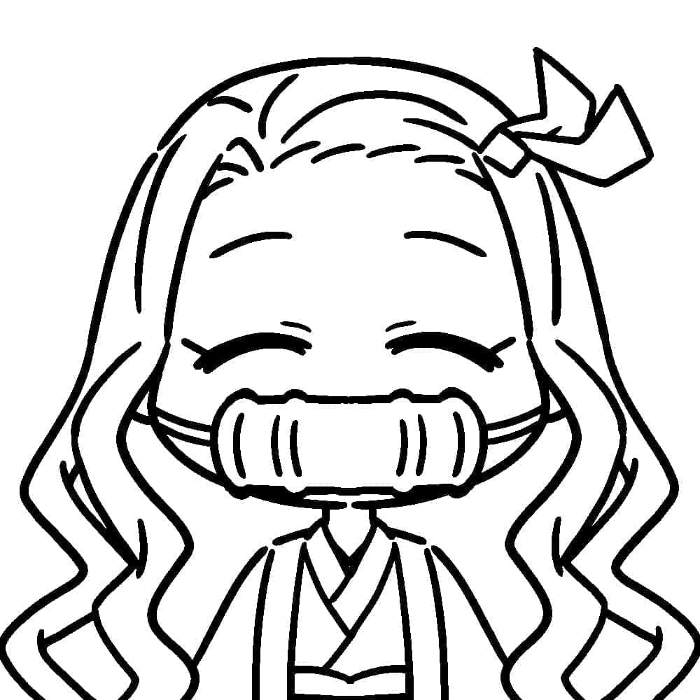 Chibi Nezuko Kamado para colorir