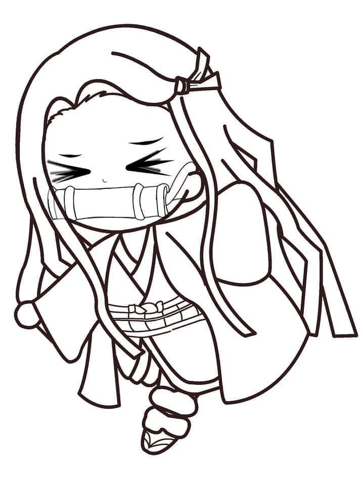 Chibi Nezuko para colorir