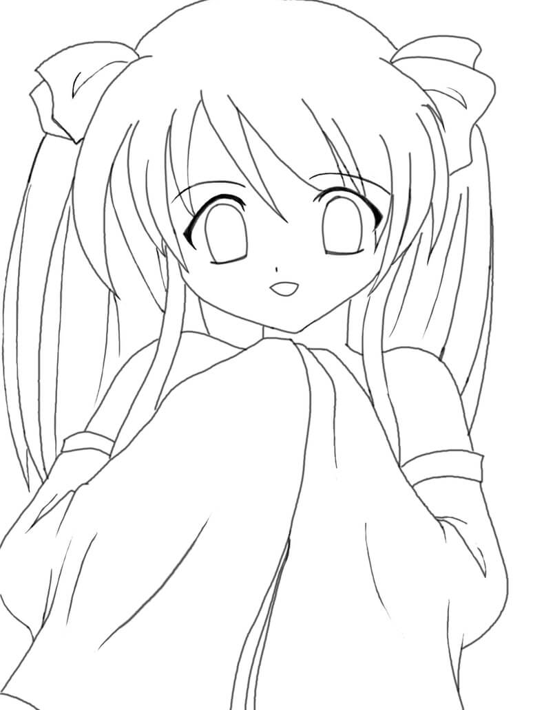 Chica Anime Diversion Kawaii para colorir