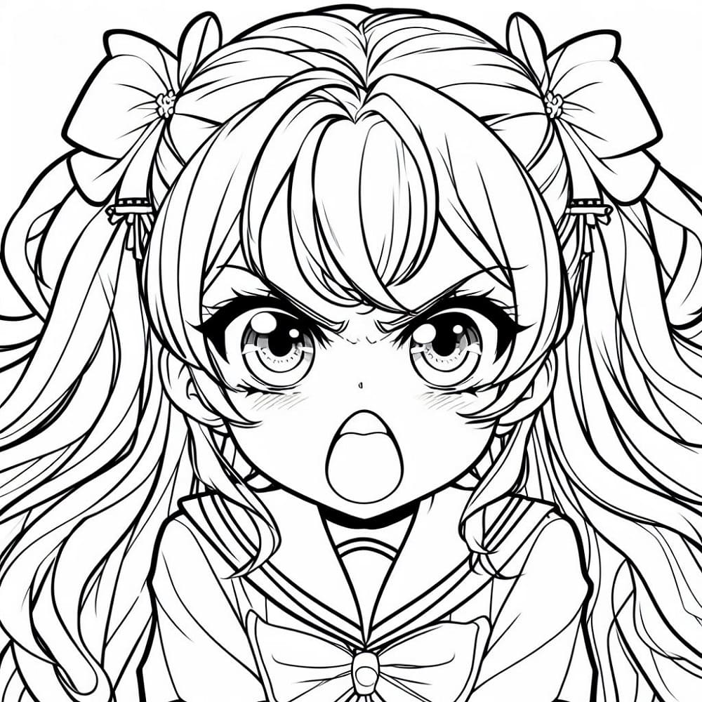 Dibujos de Chica Anime imprimible para niños para colorear