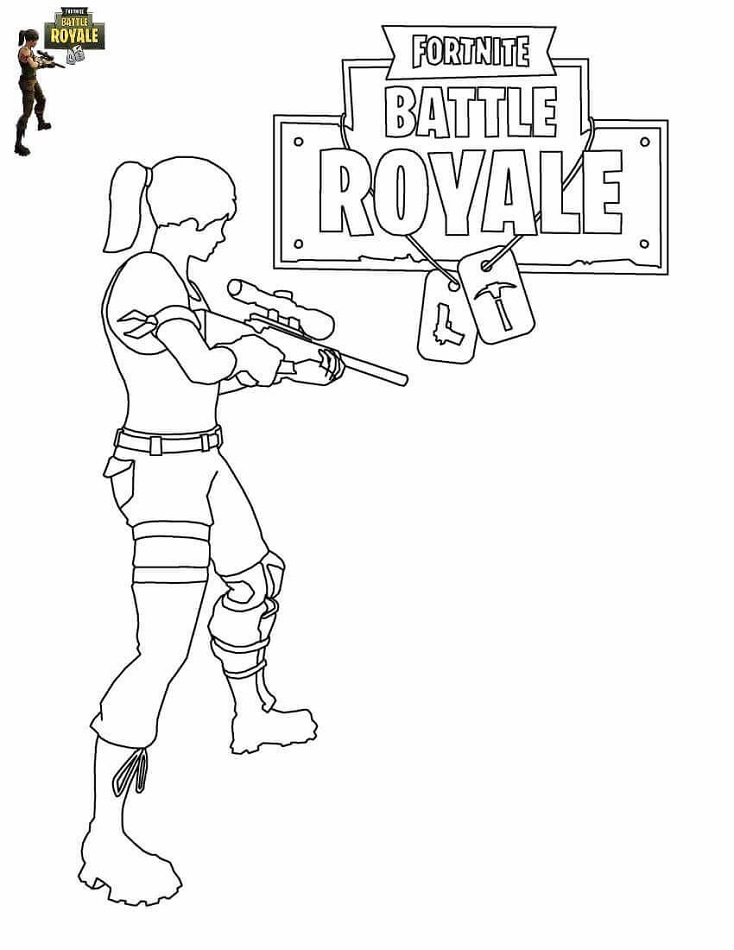 Chica en Fortnite Battle Royale para colorir