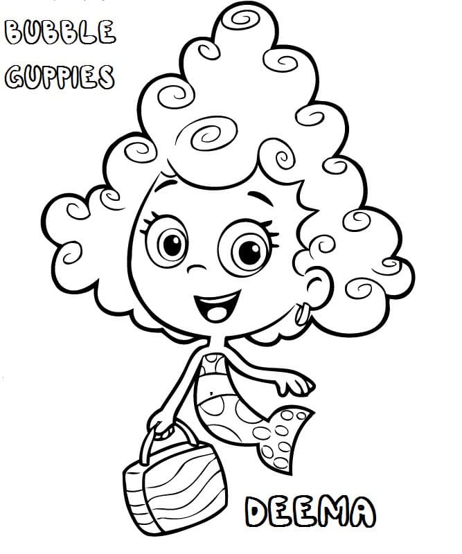 Dibujos de Chica Guppy Con Una Bolsa En Las Manos para colorear