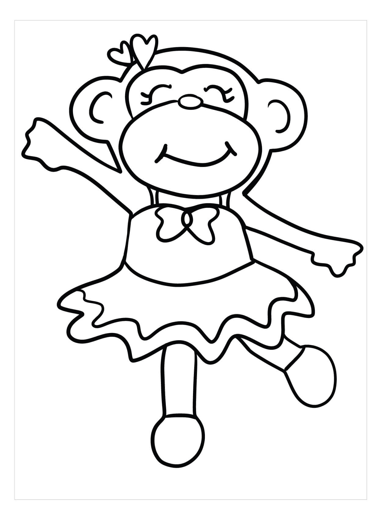 Chica Mono Bailando para colorir