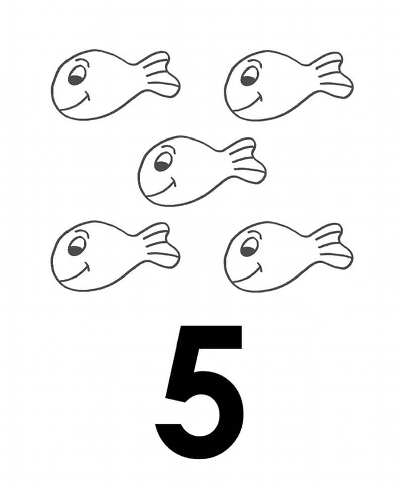 Dibujos de Cinco peces para colorear