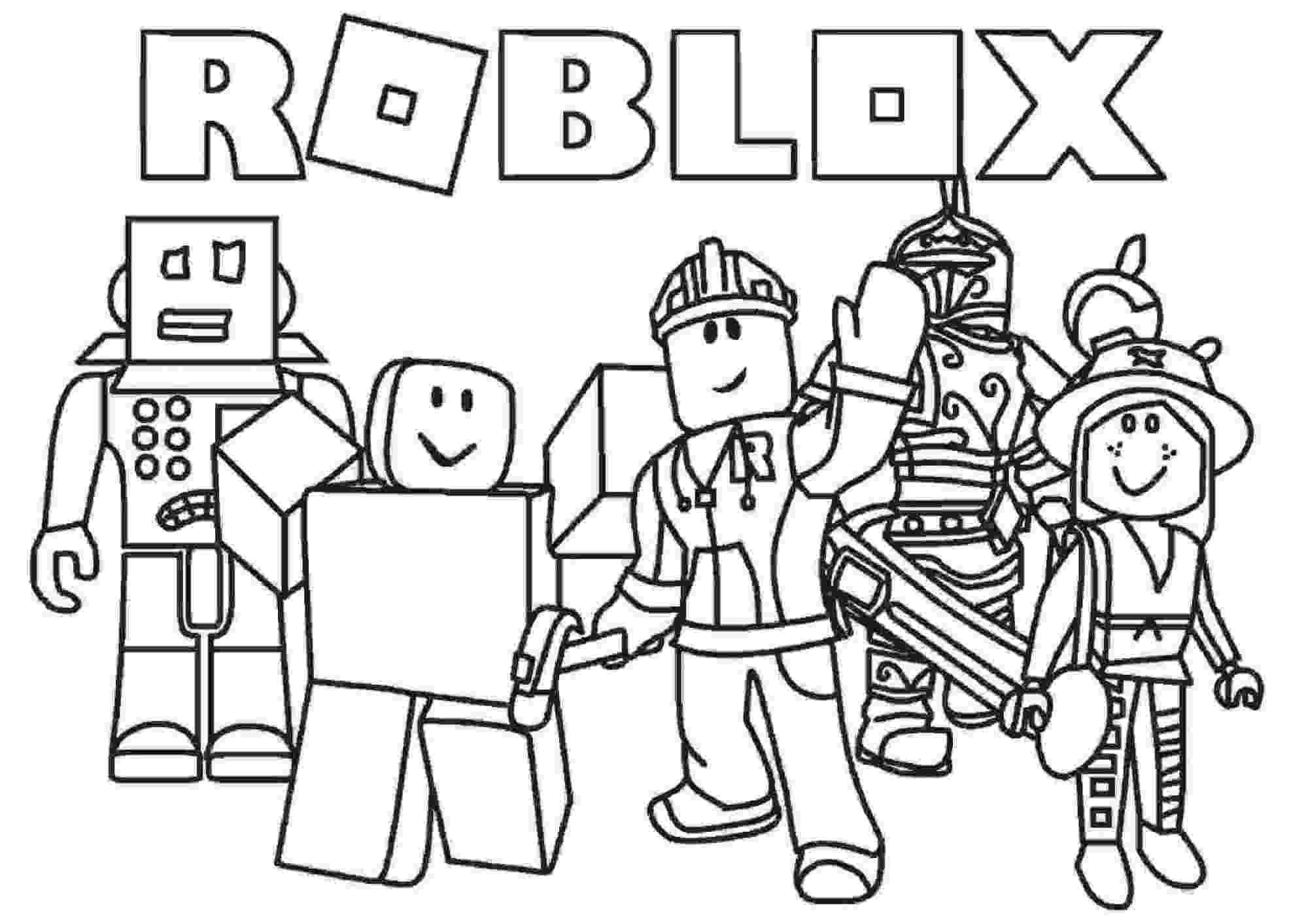 Cinco personajes de Roblox para colorir