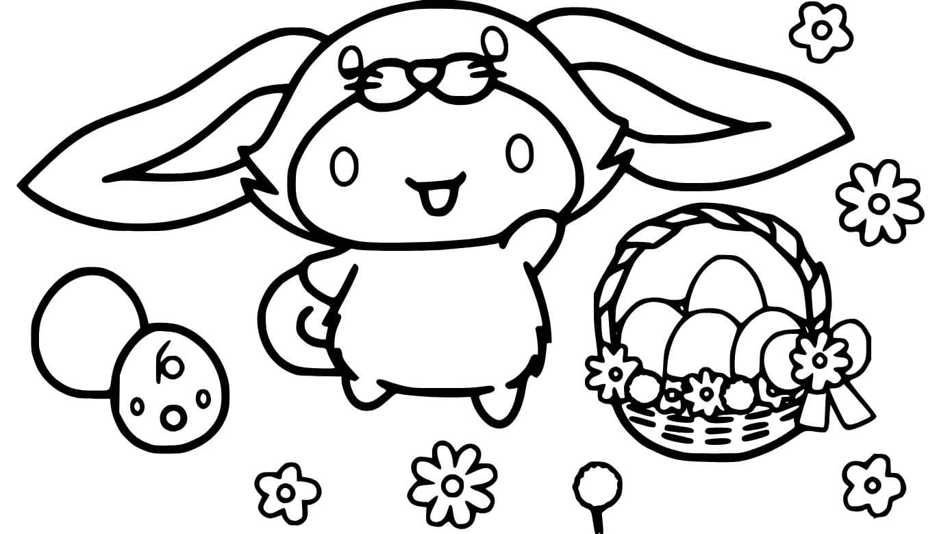 Dibujos de Cinnamoroll con huevos de Pascua para colorear