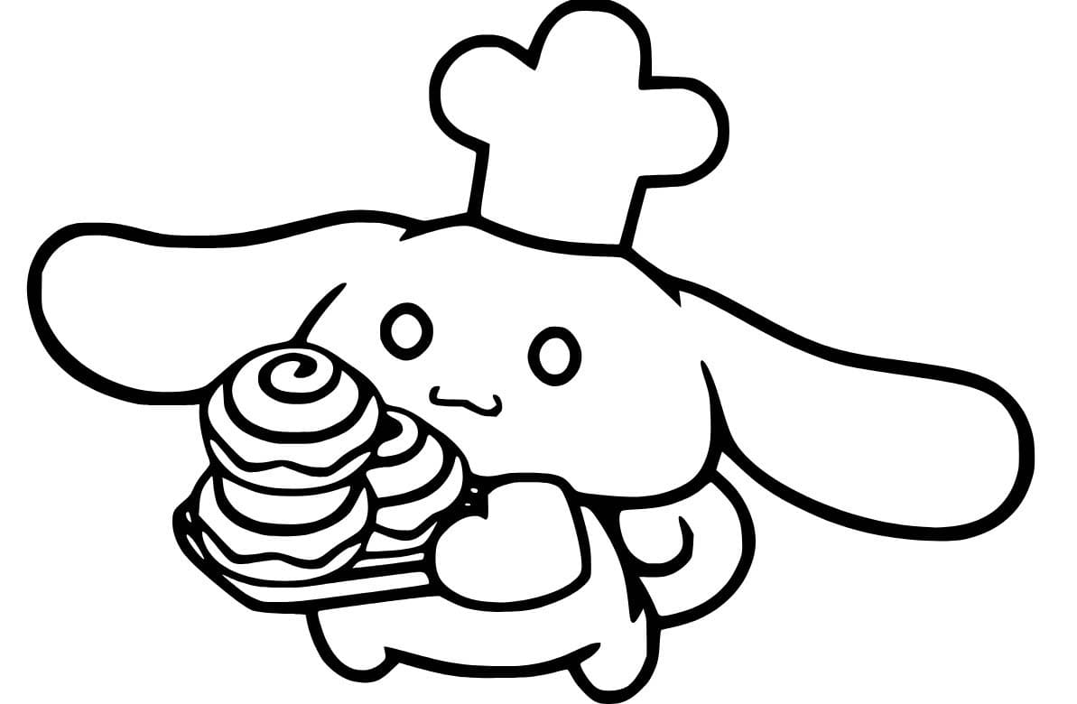 Dibujos de Cinnamoroll contiene rollos de canela para colorear