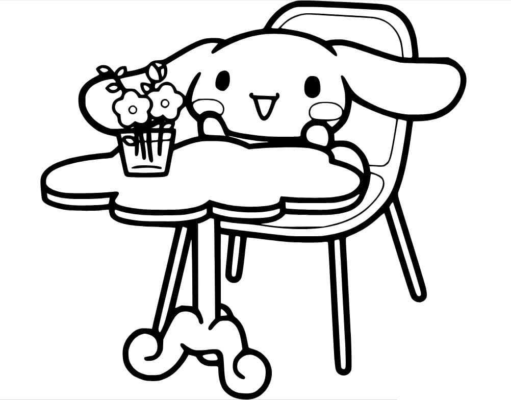 Dibujos de Cinnamoroll en la silla para colorear