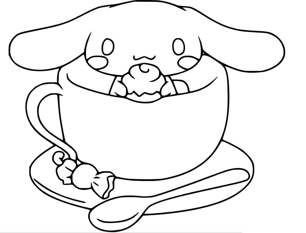 Dibujos de Cinnamoroll en la taza para colorear