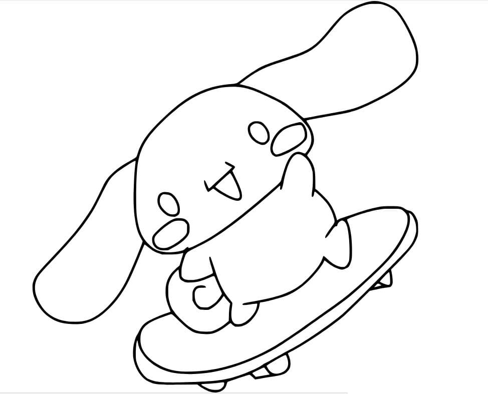 Dibujos de Cinnamoroll jugando a la patineta para colorear