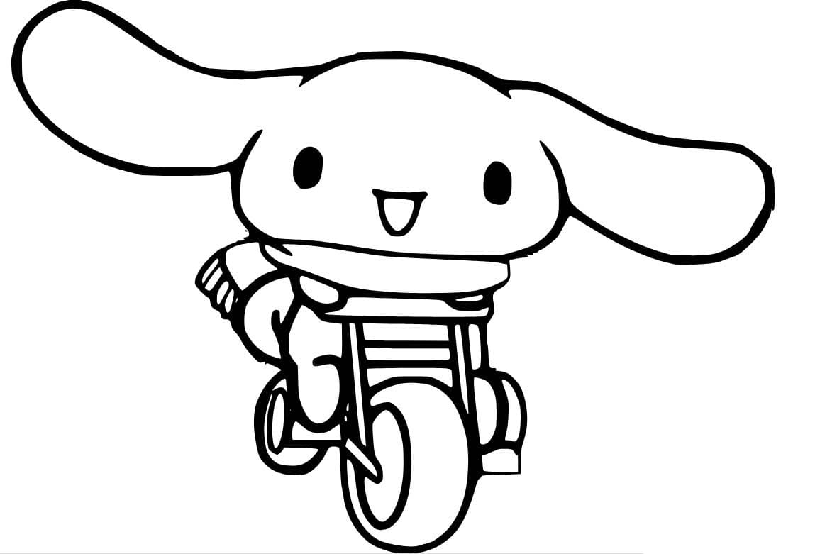 Dibujos de Cinnamoroll montando en bicicleta para colorear