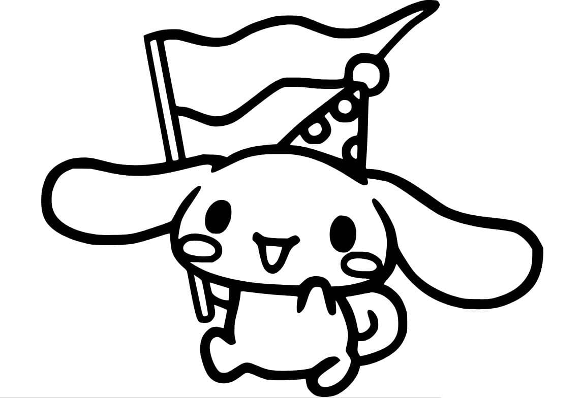 Dibujos de Cinnamoroll sostiene una bandera para colorear