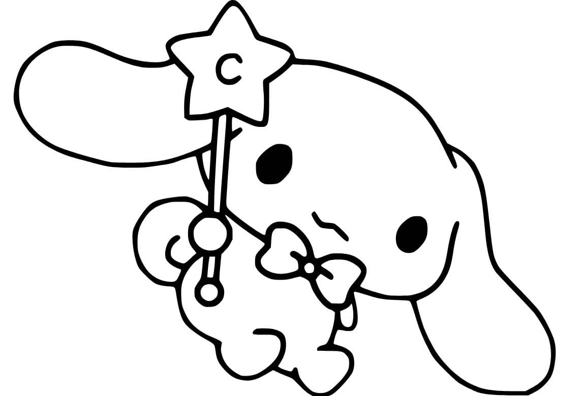 Dibujos de Cinnamoroll sostiene una varita para colorear