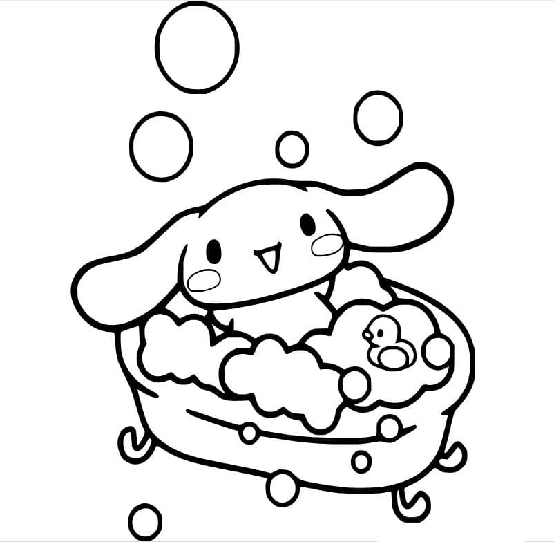 Dibujos de Cinnamoroll tomando un baño para colorear