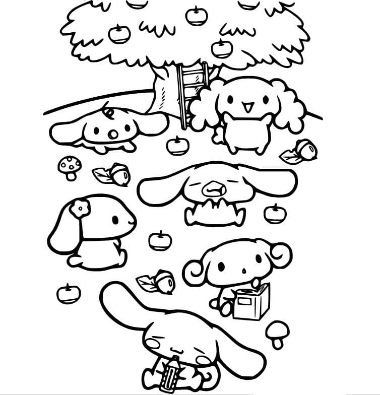 Dibujos de Cinnamoroll y amigos para colorear