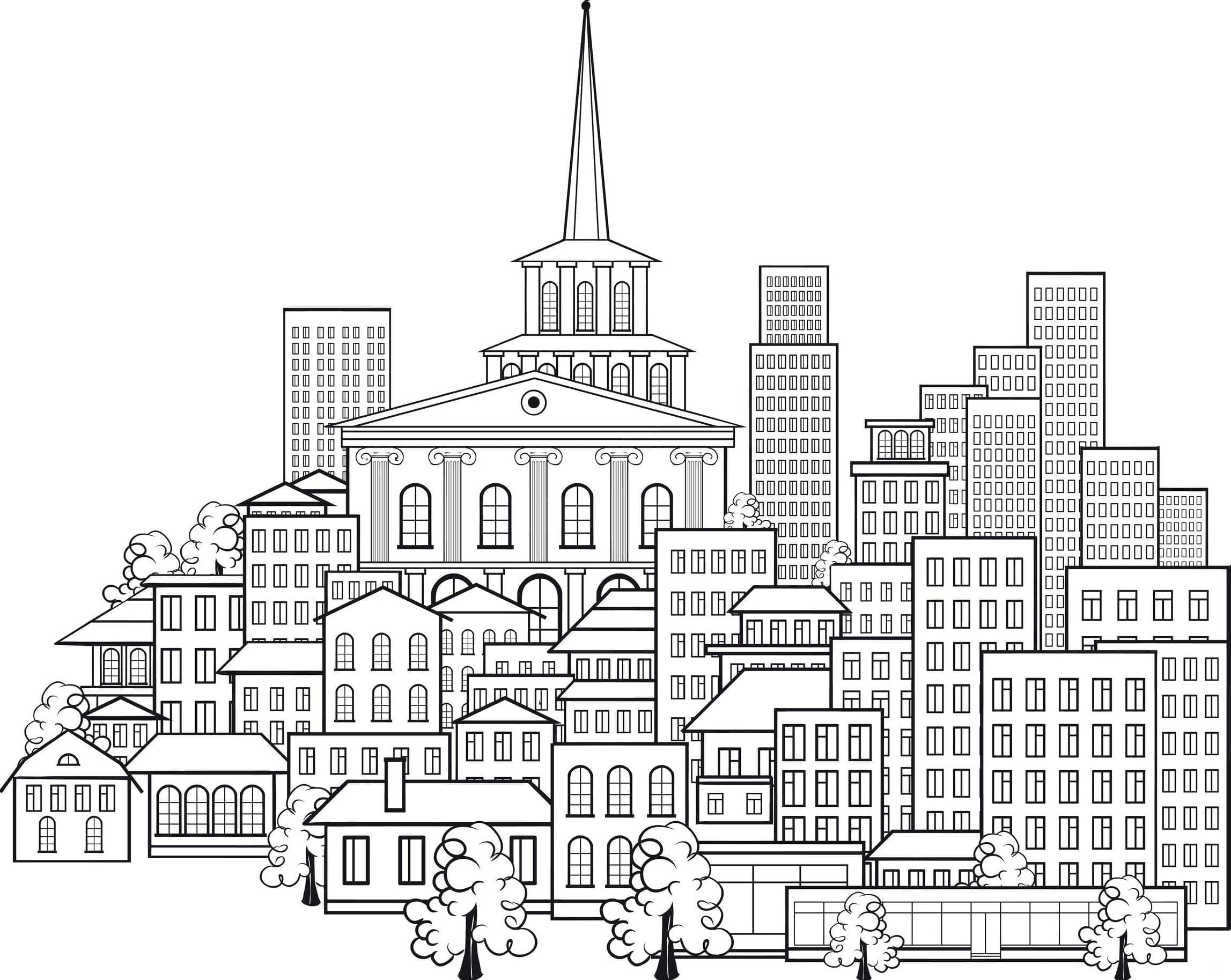 Dibujos de Ciudad imprimible gratis para colorear