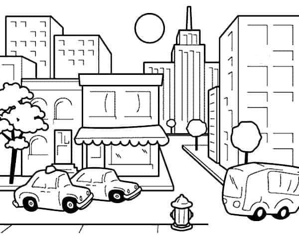Dibujos de Ciudad imprimible para colorear