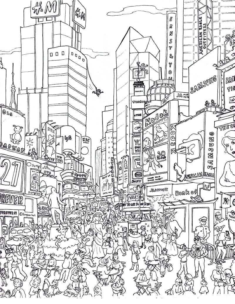 Dibujos de Ciudad muy fácil para colorear