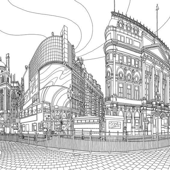 Ciudades Fantásticas Por Steve McDonald para colorir