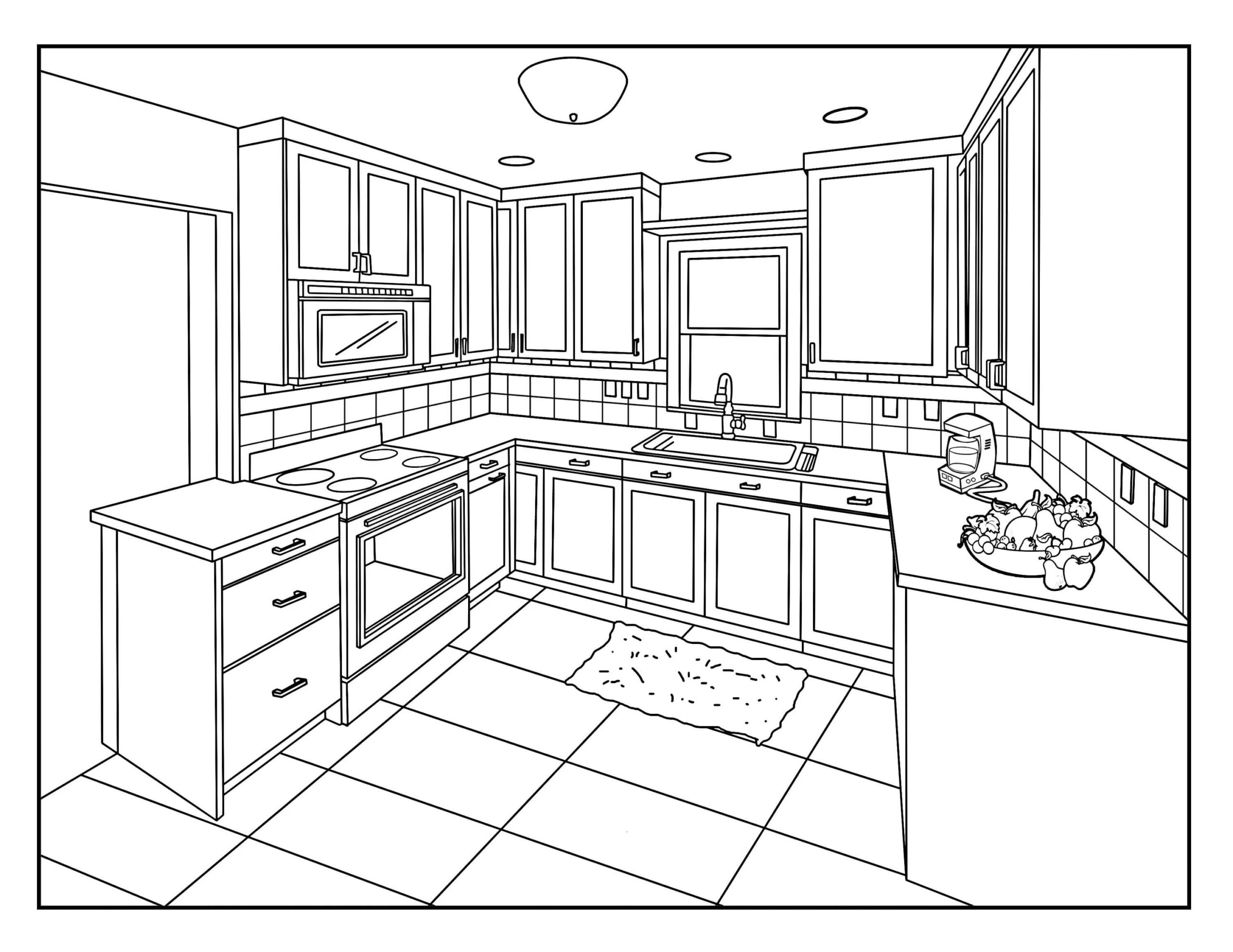 Dibujos de Cocina Alrededor de la Casa para colorear