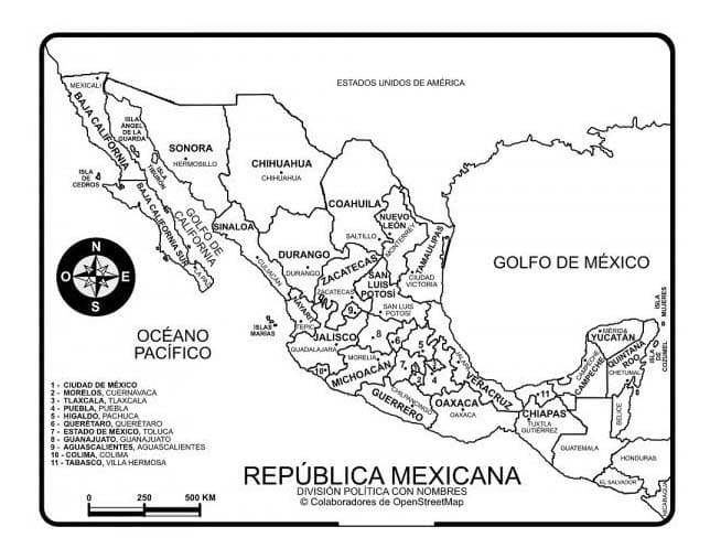 Dibujos de Complejo Dibujar Mapa de México para colorear