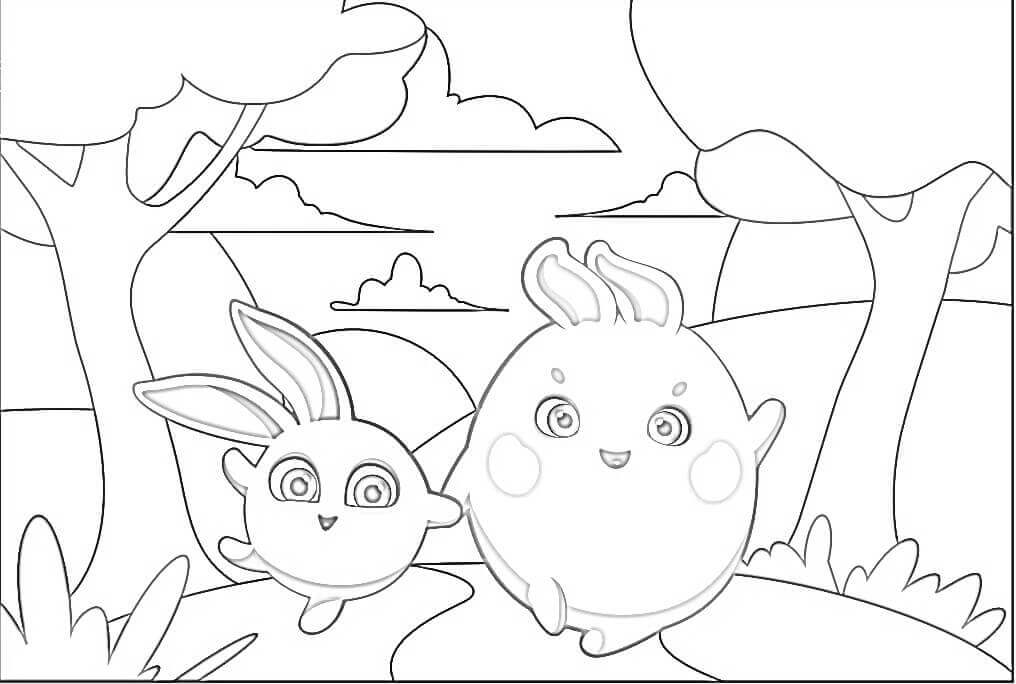 Dibujos de Conejitos Felices para colorear