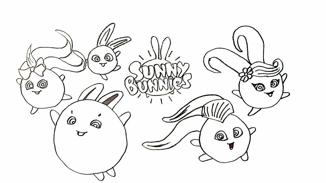 Dibujos de Conejitos Soleados Divertido para colorear