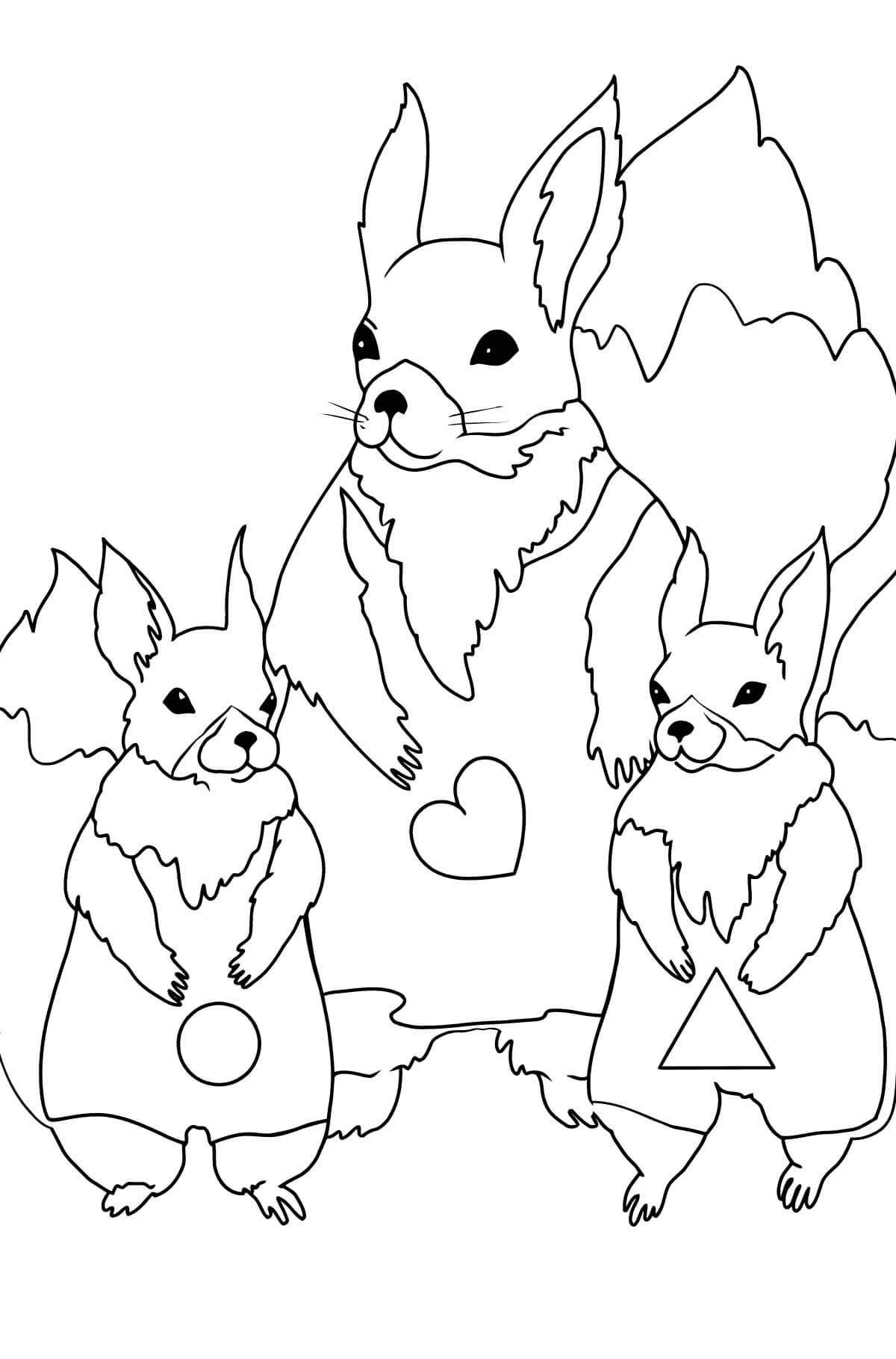 Dibujos de Conejo Familiar de Dibujos Animados en Primavera para colorear