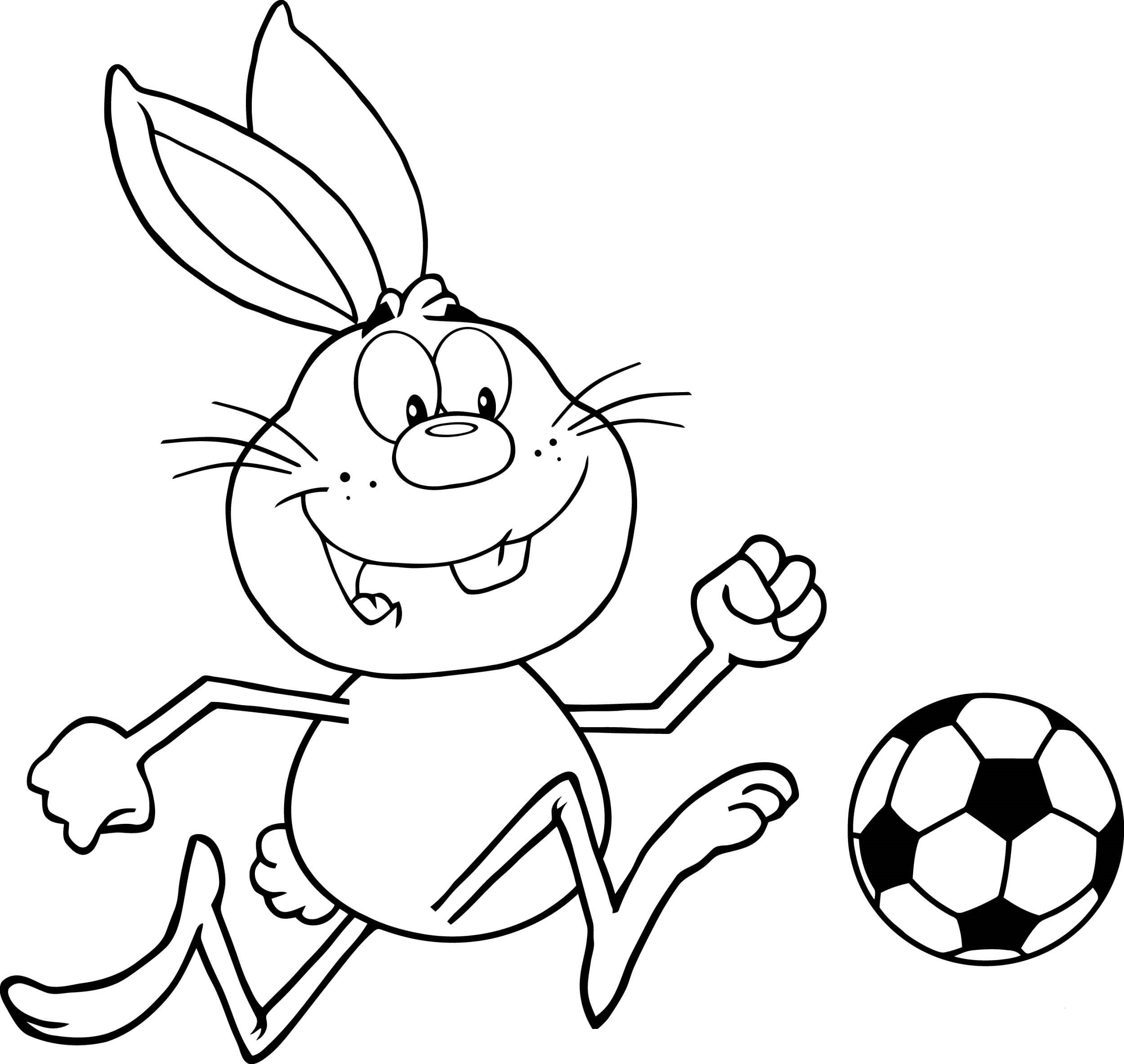 Dibujos de Conejo Jugando Al Fútbol para colorear
