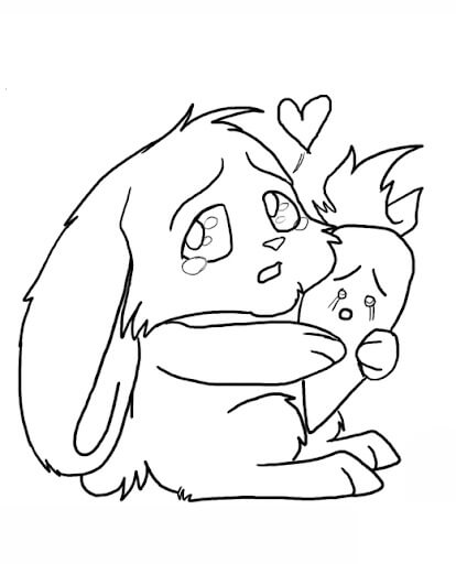 Dibujos de Conejo Sosteniendo la Zanahoria Kawaii para colorear