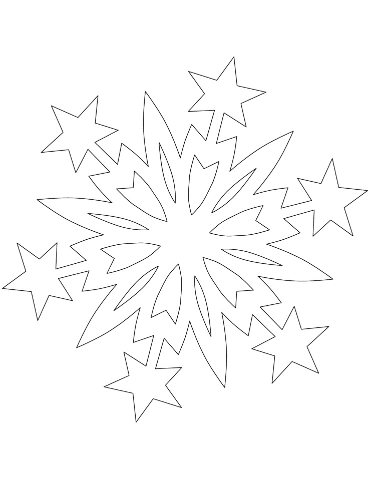 Dibujos de Copo De Nieve Con Estrellas Navideñas para colorear