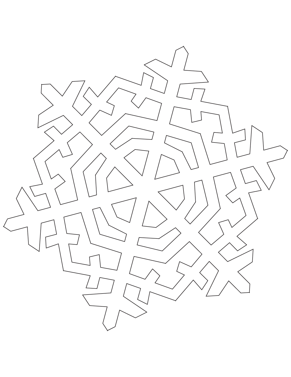 Dibujos de Copo De Nieve De Cristal De Seis Puntas para colorear