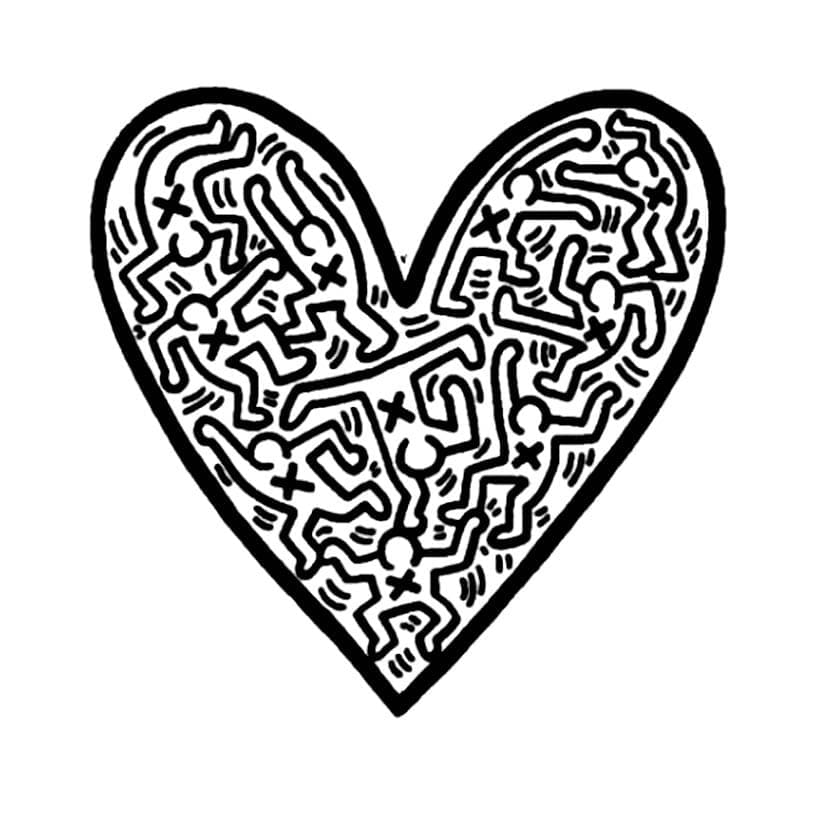 Dibujos de Corazón de Keith Haring para colorear