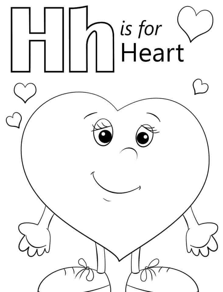 Dibujos de Corazón, Letra h para colorear