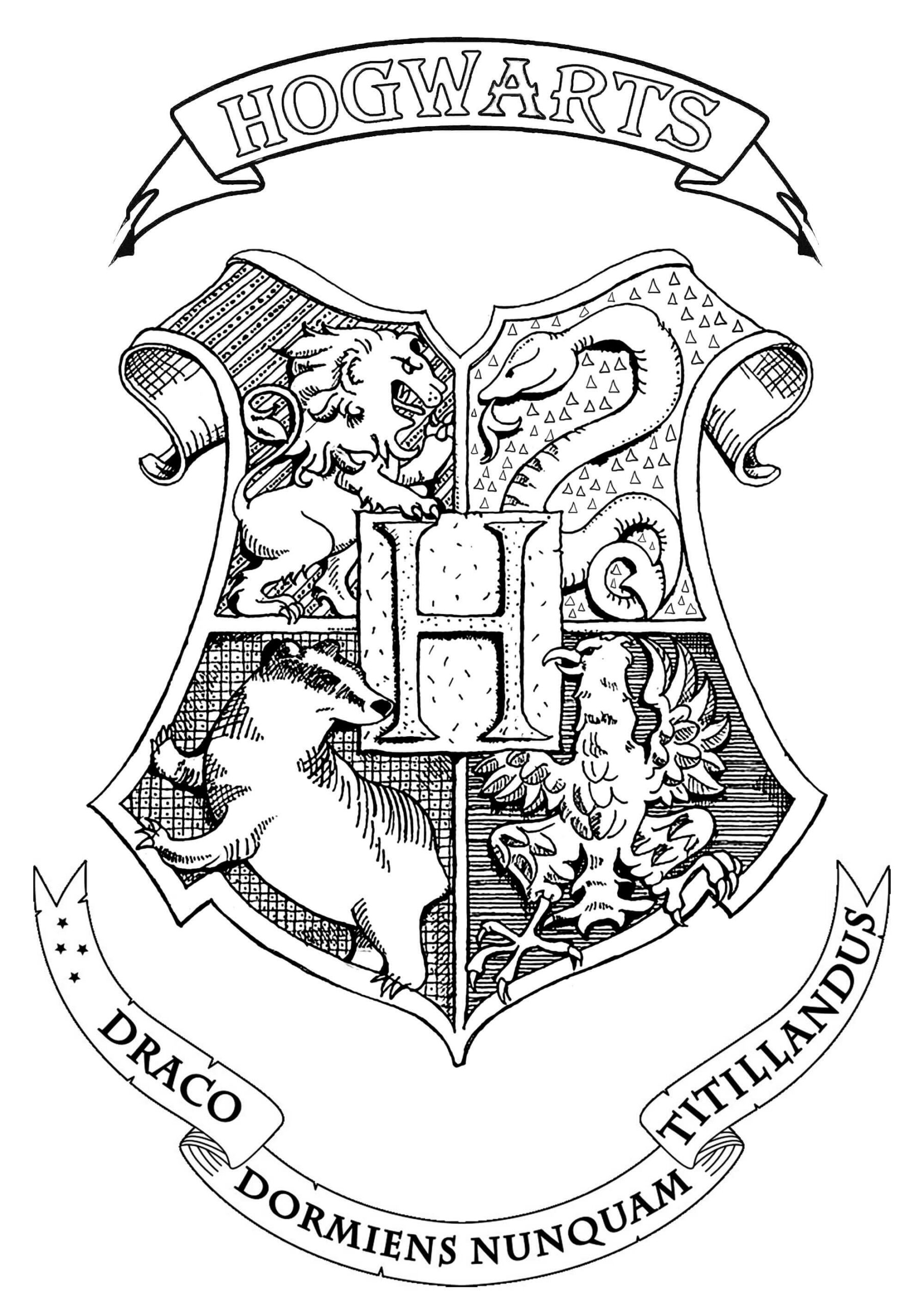 Dibujos de Cresta de Hogwarts de Harry Potter para colorear