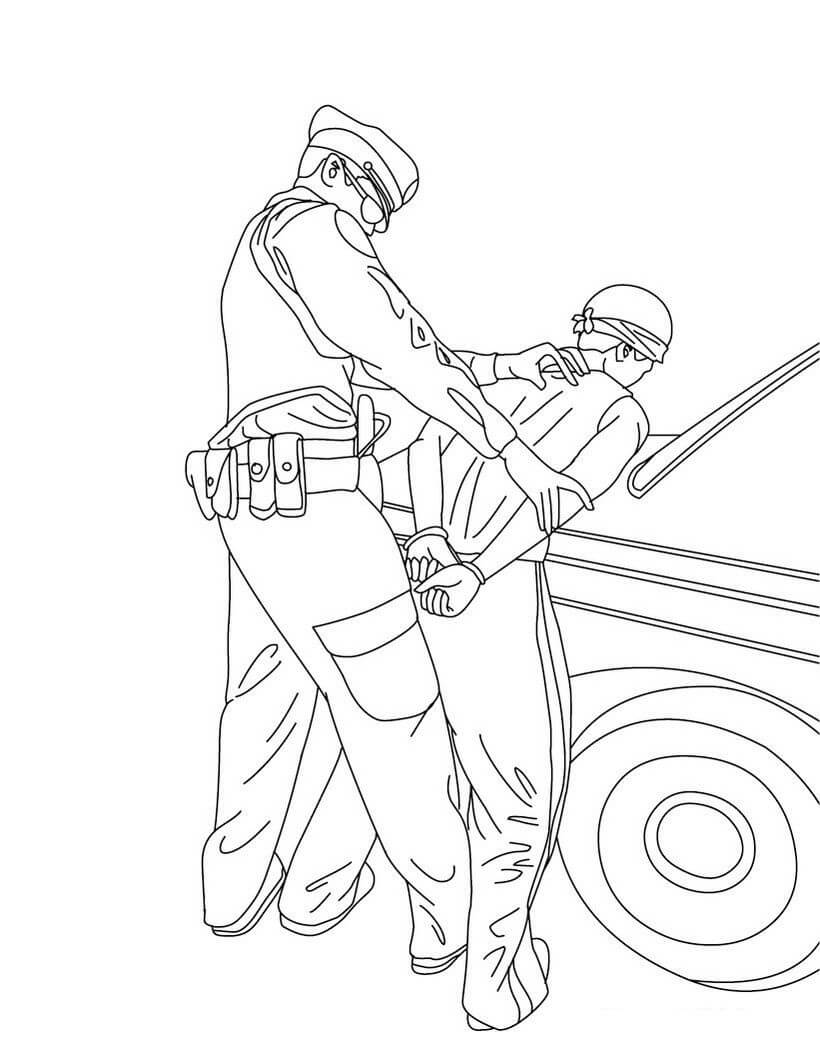 Dibujos de Criminales esposados Policía para colorear